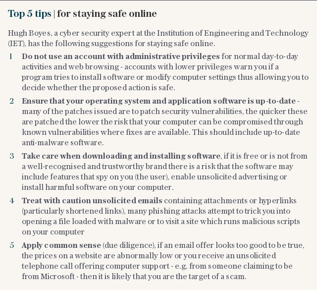 Top 5 tips | for staying safe online