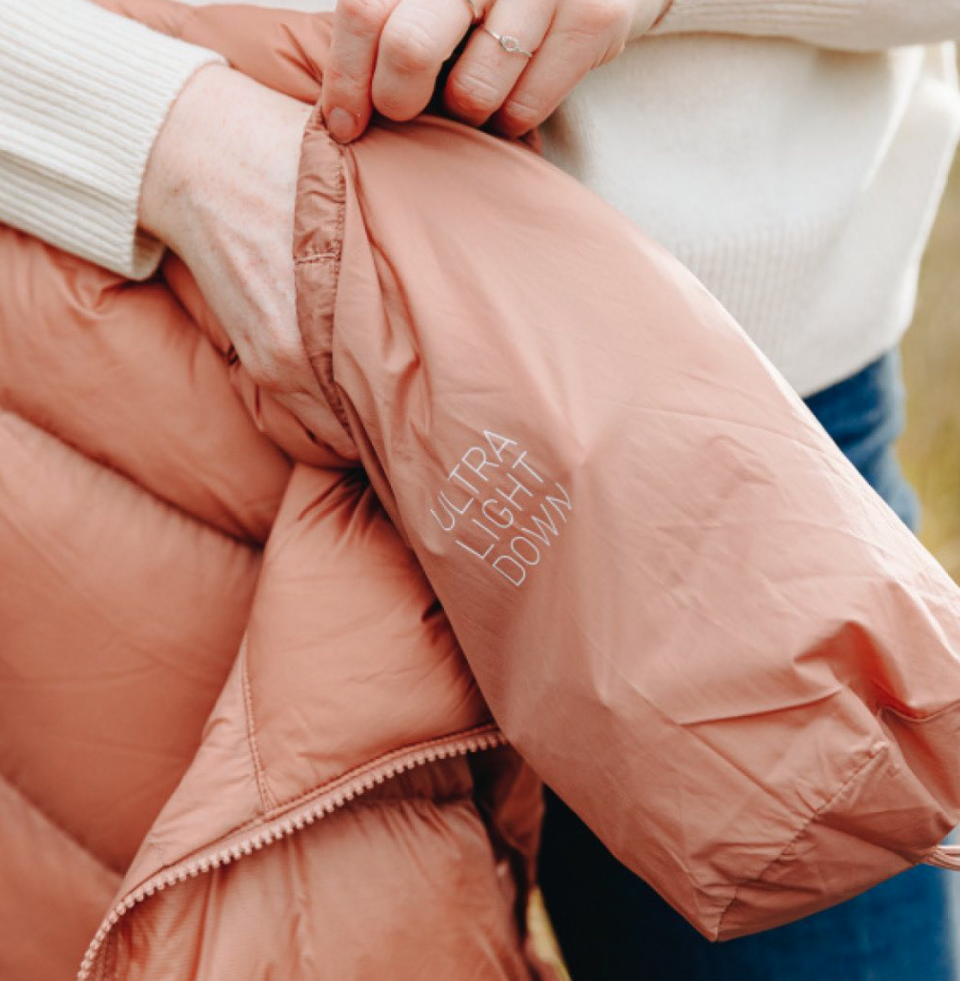 puffer jacket with folding bag