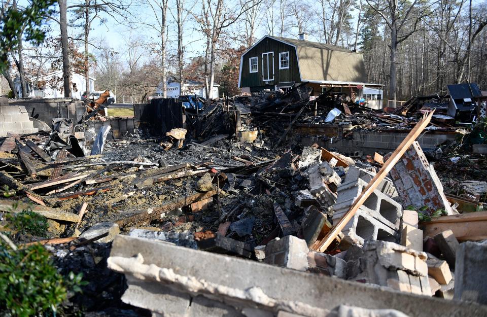 An explosion and fire destroyed a single family home on the 3700 block of Cornucopia Avenue in Vineland on Wednesday, Dec. 15, 2021. 