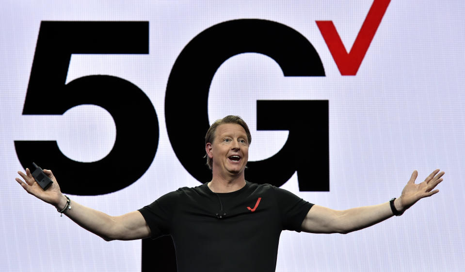 LAS VEGAS, NEVADA - JANUARY 08:  Verizon CEO Hans Vestberg delivers a keynote address at CES 2019 at The Venetian Las Vegas on January 8, 2019 in Las Vegas, Nevada. CES, the world's largest annual consumer technology trade show, runs through January 11 and features about 4,500 exhibitors showing off their latest products and services to more than 180,000 attendees.  (Photo by David Becker/Getty Images)