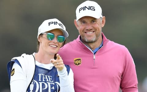 The presence of Helen Storey only adds to the romanticism of Lee Westwood's success so far at Royal Portrush - Credit: getty images