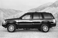 <p>Jeep positioned the Grand Cherokee from the outset as a luxury SUV, much like its Grand Wagoneer, only smaller and more modern. Pictured here is a range-topping Limited model from 1993, which included body-color bumper and door cladding, mesh-style wheels, and a leather-lined interior. </p>
