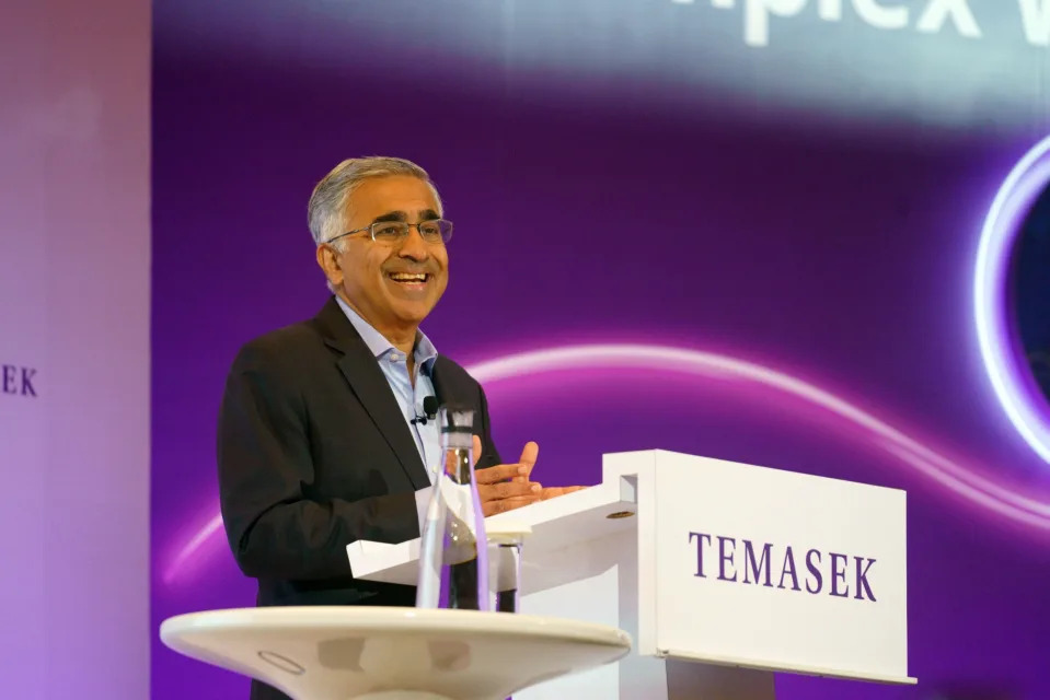 Rohit Sipahimalani, chief investment officer of Temasek Holdings Pte, speaks during a news conference in Singapore, on Tuesday, July 11, 2023. Singapore's state-owned investor Temasek warned of an uncertain road ahead as it chalked up its worst showing in seven years. (Bloomberg)