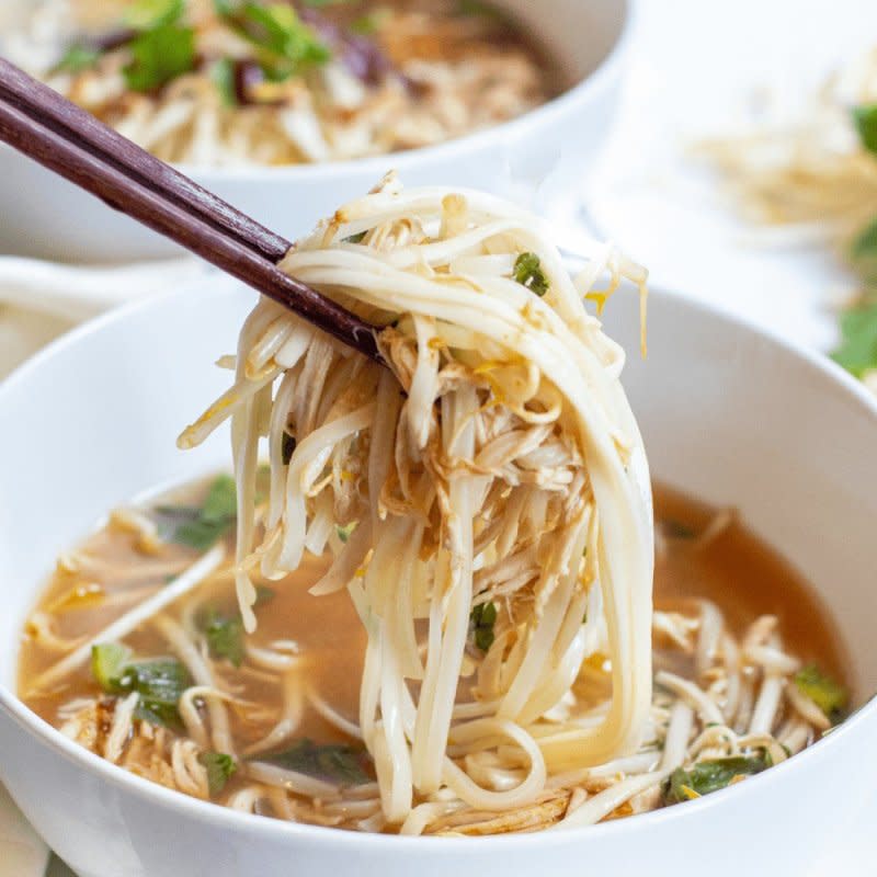 <p>Served from Scratch</p><p>Get ready to eat one too many bowls of this crazy delicious soup.</p><p><strong>Get the Recipe: <a href="https://www.servedfromscratch.com/crockpot-chicken-pho/" rel="nofollow noopener" target="_blank" data-ylk="slk:Crock Pot Chicken Pho;elm:context_link;itc:0;sec:content-canvas" class="link ">Crock Pot Chicken Pho</a></strong></p>