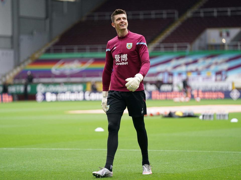 Nick Pope warms up ahead of Burnley's Premier League clash against Sheffield United: Reuters