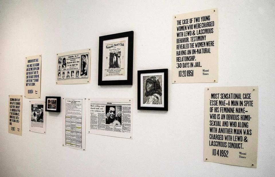 News clips from the Black and Queer Archives, part of the exhibit “Give Them Their Flowers:” An Exhibit of Black LGBTQ+ Miami History.“