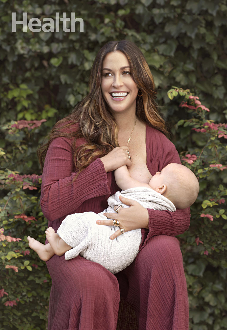 Morissette breastfeeds son, Winter, on the cover of "Health" for the May issue, on sale April 10th. (Photo: Kayt Johns)