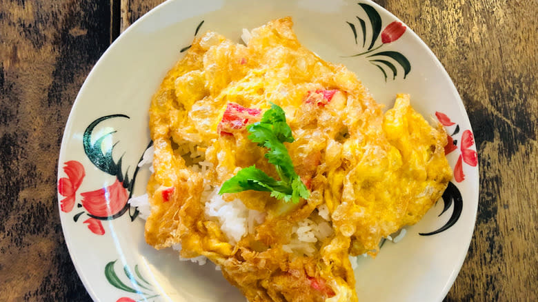 large omelette with crab