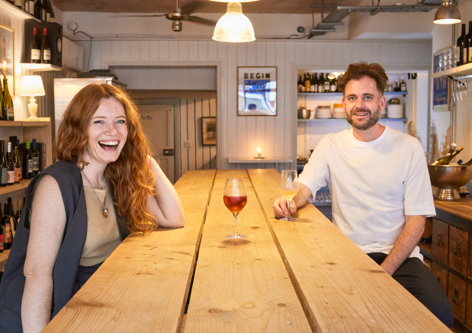 Jessica and Calum, owner of Dina, one of her favourite wine spots in Forest Gate (Juliet Murphy)