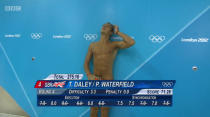 A screenshot of British diver Tom Daley suggests his scores aren't the only thing on display. (BBC screenshot)
