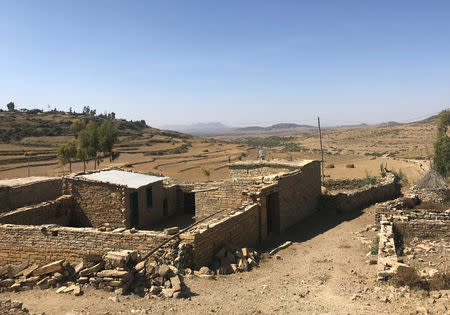 Houses are seen on a hilltop overlooking arid land outside Mekelle, Tigray region of northern Ethiopia December 10, 2018. REUTERS/Maggie Fick