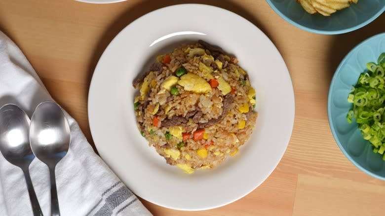 fried rice on white plate