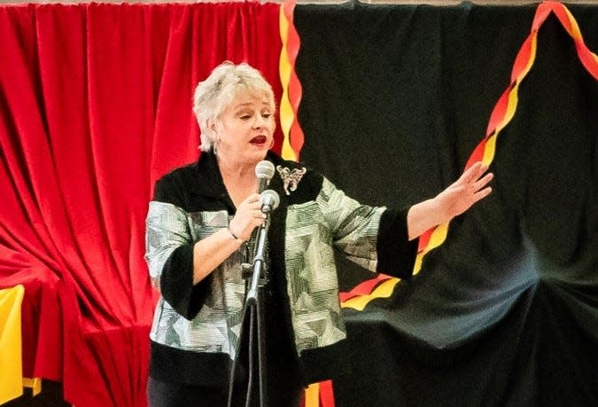 Di Searle sings "Always True to You in My Fashion" from "Kiss Me, Kate" during the 2022 Broadway for Brunch fundraiser for the Caliente Community Chorus.