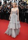 <p>Diane stunned in a frothy grey Dior gown and velvet choker.<br><i>[Photo: AP]</i> </p>