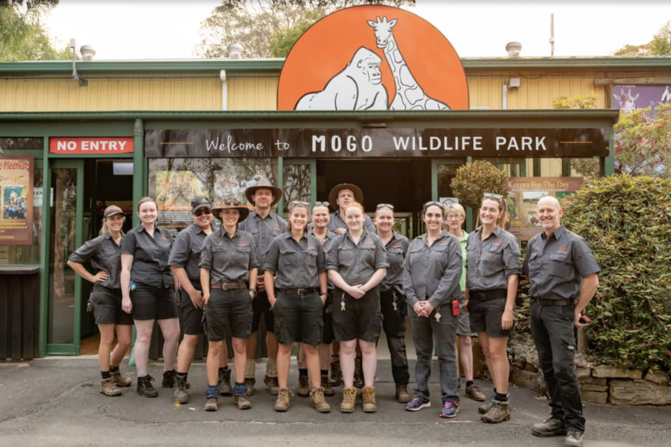 Staff at Mogo Zoo are working tirelessly to protect the animals as an out-of-control fire burns in Batemans Bay.