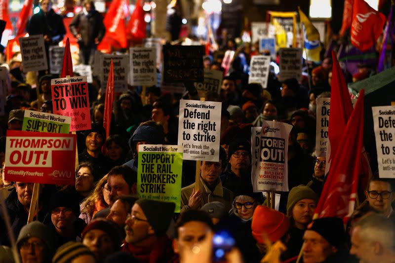 Members of the RMT union demonstrate in London