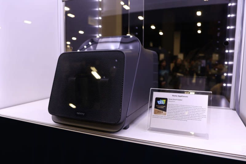 The Sevvy Smart Cooker, which uses pulsed electric field-based Ohmic heating technology, is on display during the 2024 International CES at the Mandalay Bay Convention Center in Las Vegas. Photo by James Atoa/UPI