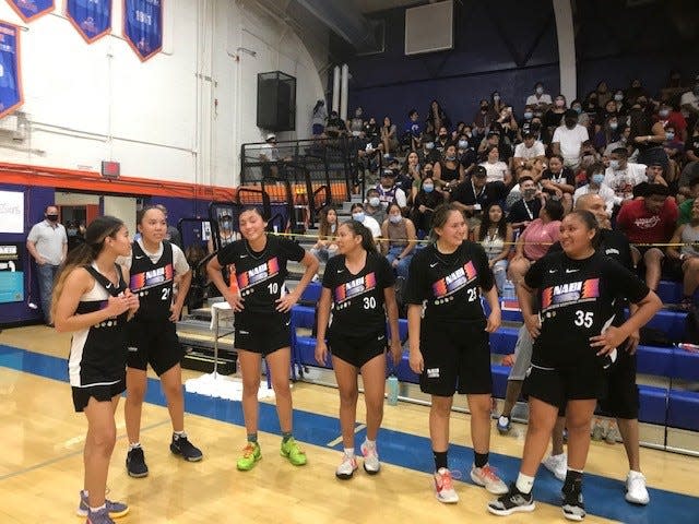 New Mexico Elite rallied from 10 down in the second half to beat Native Soldiers in overtime for the Native American Basketball Invitational national girls championship in 2021. Photo by Richard Obert