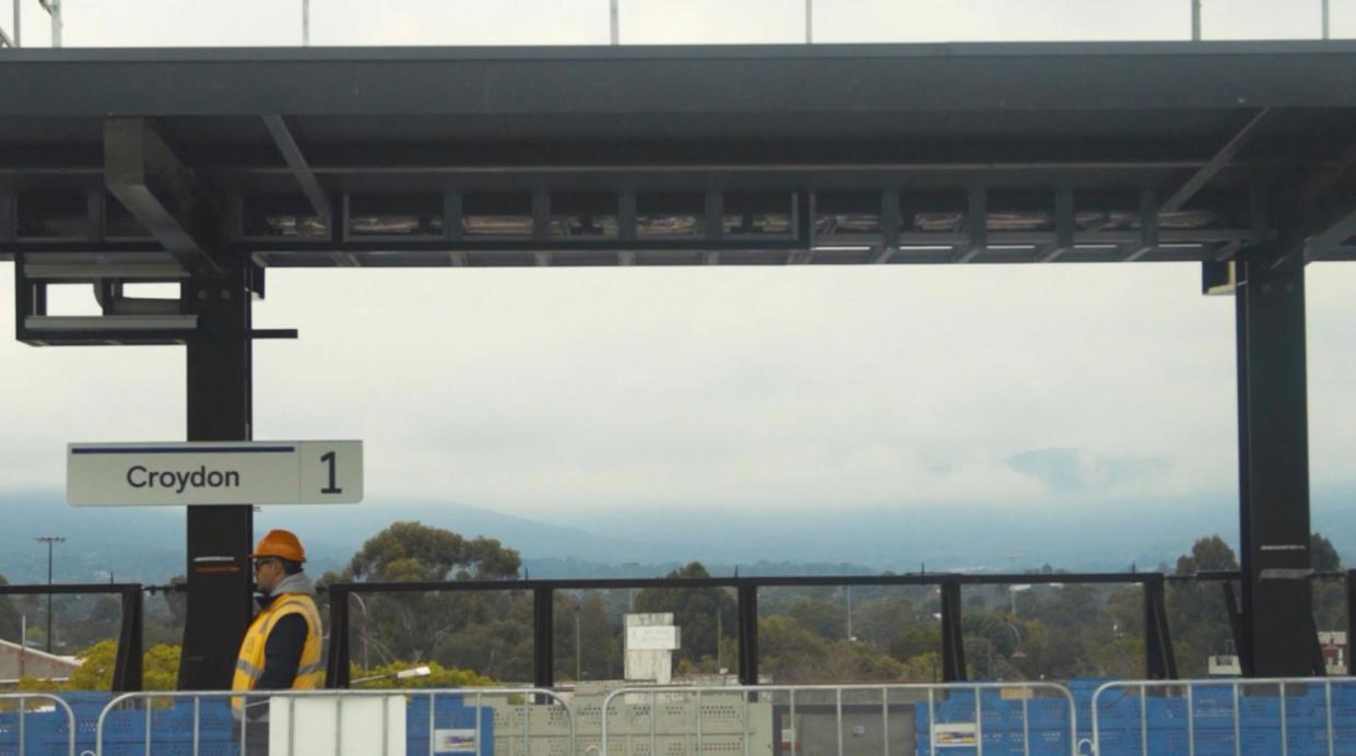 <span>View of the Dandenong Ranges from the new Croydon station, described by Victoria’s transport infrastructure minister Danny Pearson as having ‘million dollar views’.</span><span>Photograph: Level Crossing Removal Authority</span>