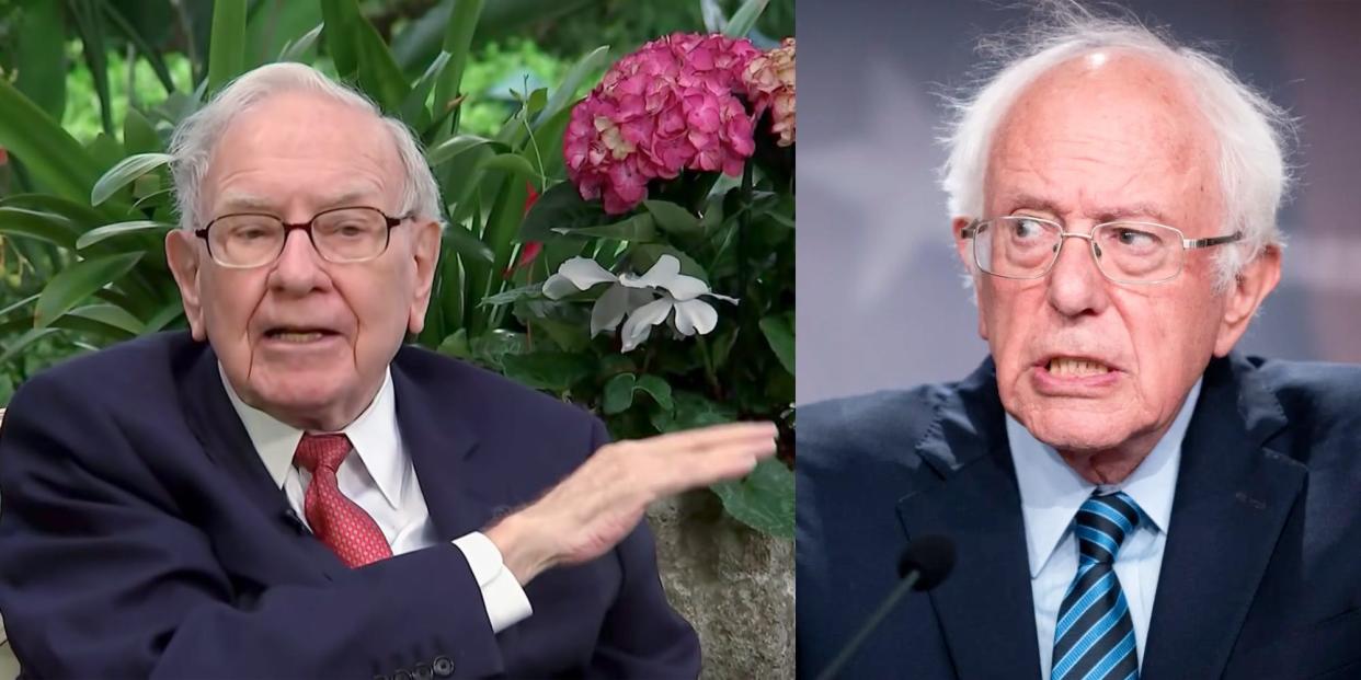 Warren Buffett (left) and Bernie Sanders (right) in a composite image