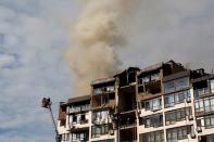 Residential building damaged by a Russian missile strike, in Kyiv