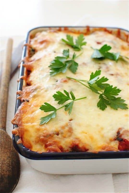 <strong>Get the <a href="http://bevcooks.com/2014/11/polenta-sausage-and-spinach-casserole/" target="_blank">Polenta, Sausage and Spinach Lasagna recipe</a> from Bev Cooks</strong>