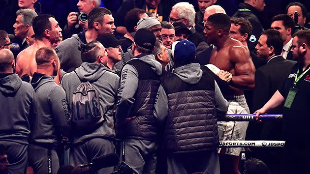 The moment things nearly exploded. Image: Getty