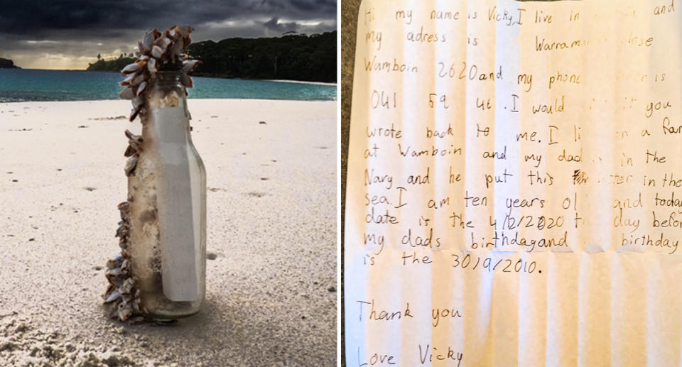 Vicky's message in a bottle revealed. 