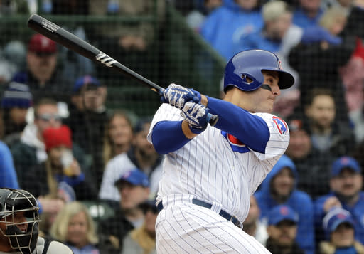 Chicago Cubs’ Anthony Rizzo has been less-than-pleasing for fantasy baseball owners. (AP Photo/Nam Y. Huh)