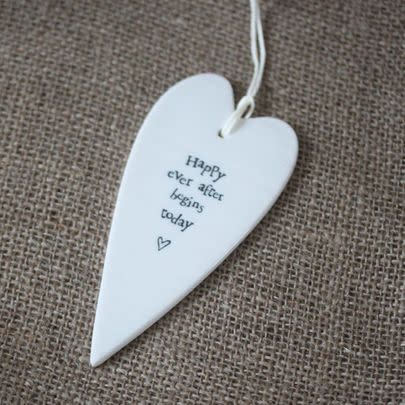 This happy ever after ceramic heart is a thoughtful keepsake they&#x002019;ll keep for life
