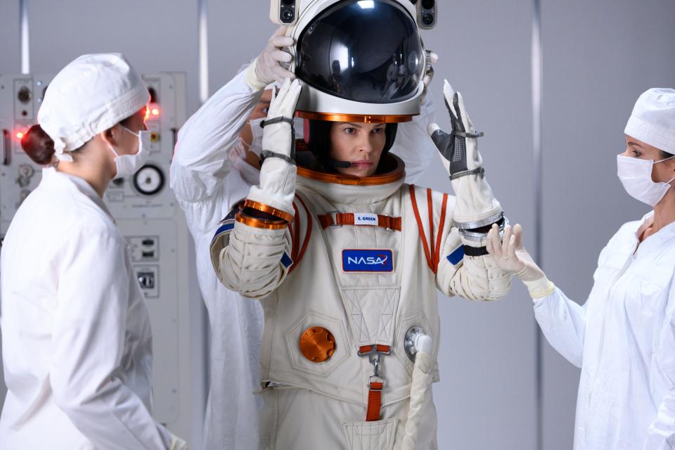 Emma Green (Hilary Swank) suits up for a mission to Mars in this exclusive first look from Netflix's "Away."