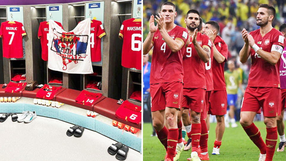 A photo from inside Serbia's dressing room, pictured here at the FIFA World Cup.