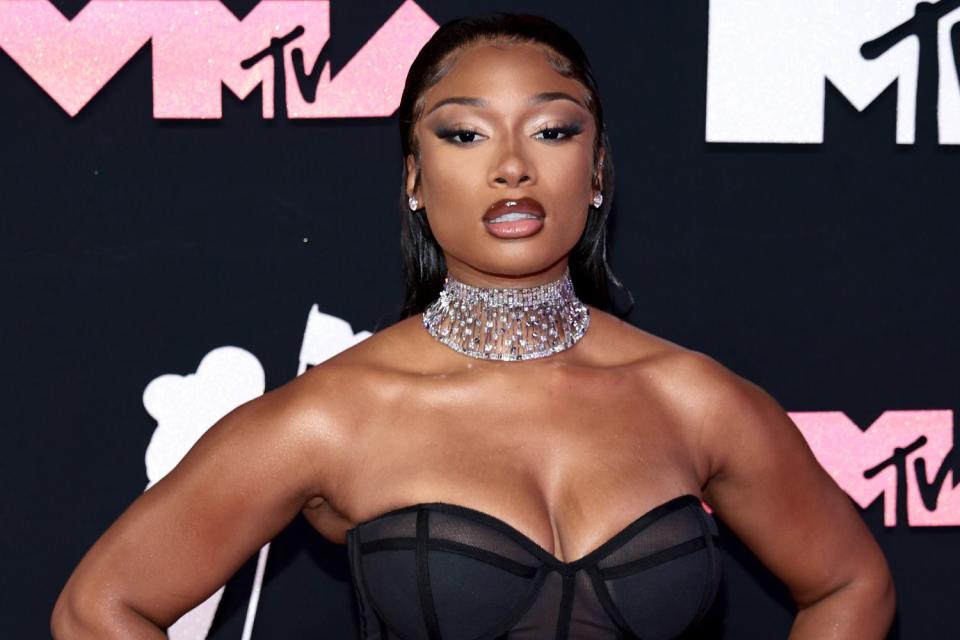 <p>Dimitrios Kambouris/Getty </p> Megan Thee Stallion in New Jersey in September 2023