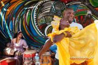 Havana's Calle Hamel is an alley that hosts art studios and galleries. Drummers and dancers celebrate different spirits from the Yoruba religion from Western Africa, on Sundays.