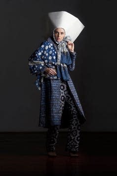 <span class="caption">Local textiles in Indonesian fashion.</span> <span class="attribution"><a class="link " href="https://deyoung.famsf.org/exhibitions/contemporary-muslim-fashions" rel="nofollow noopener" target="_blank" data-ylk="slk:Contemporary Muslim Fashions 22 September 2018 - 6 January 2019 de Young Museum">Contemporary Muslim Fashions 22 September 2018 - 6 January 2019 de Young Museum</a></span>