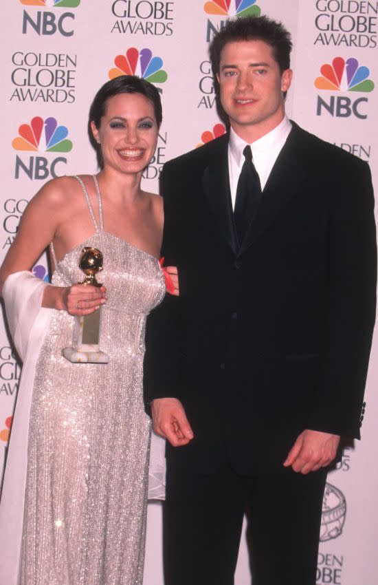 Brendan Fraser y Angelina Jolie en los Globos de Oro