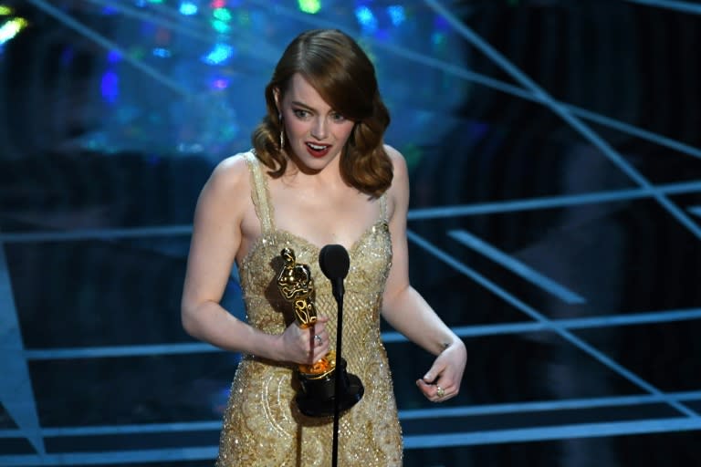 US actress Emma Stone speaks after she won the Best Actress award in "La La Land" at the 89th Oscars on February 26, 2017 in Hollywood, California