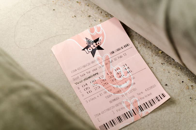 Lottery ticket on a table