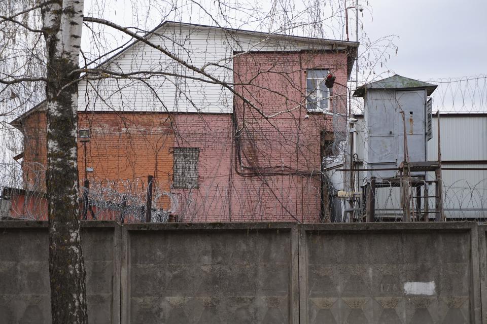 A view of the penal colony where a hospital for convicts located in Vladimir, a city 180 kilometers (110 miles) east of Moscow, Russia, Tuesday, April 20, 2021. Several doctors have been prevented from seeing Russian opposition leader Alexei Navalny at a prison hospital after his three-week hunger strike. Prosecutors, meanwhile, detailed a sweeping, new case against his organization. Navalny was transferred Sunday from a penal colony east of Moscow to a prison hospital in Vladimir, east of the capital, and his lawyers and associates have said that his condition has dramatically worsened. Reports about his rapidly deteriorating health has drawn international outrage. (AP Photo/Kirill Zarubin)