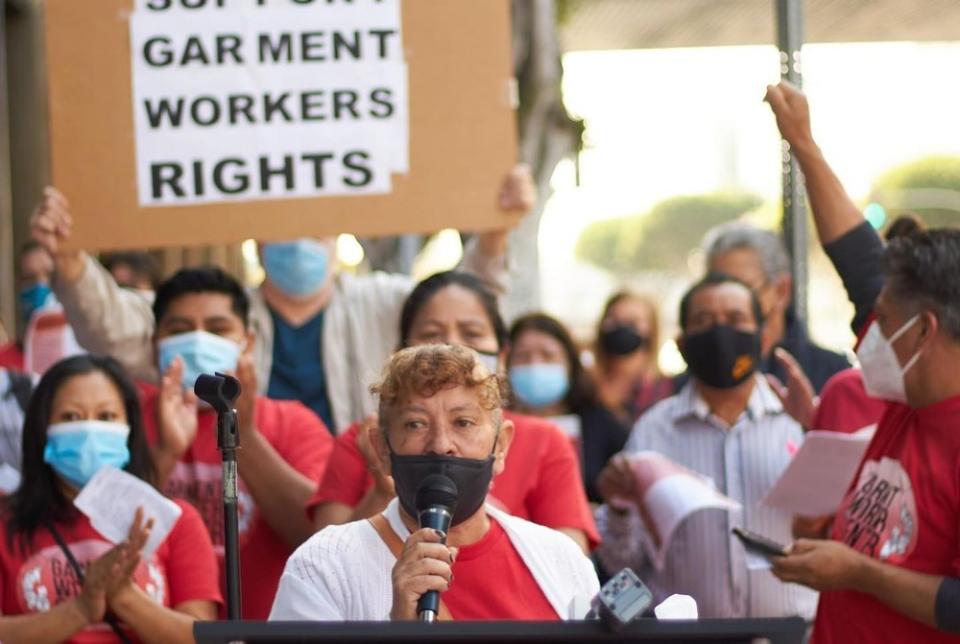 Garment workers marched on City Hall to defend the Fashion District.