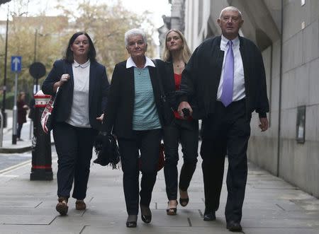 Members of MP Jo Cox's family Jean Leadbeater (2nd L), Kim Leadbeater (2nd R), and Gordon Leadbeater (R) arrive at the Old Bailey courthouse in London, Britain November 23, 2016. REUTERS/Neil Hall