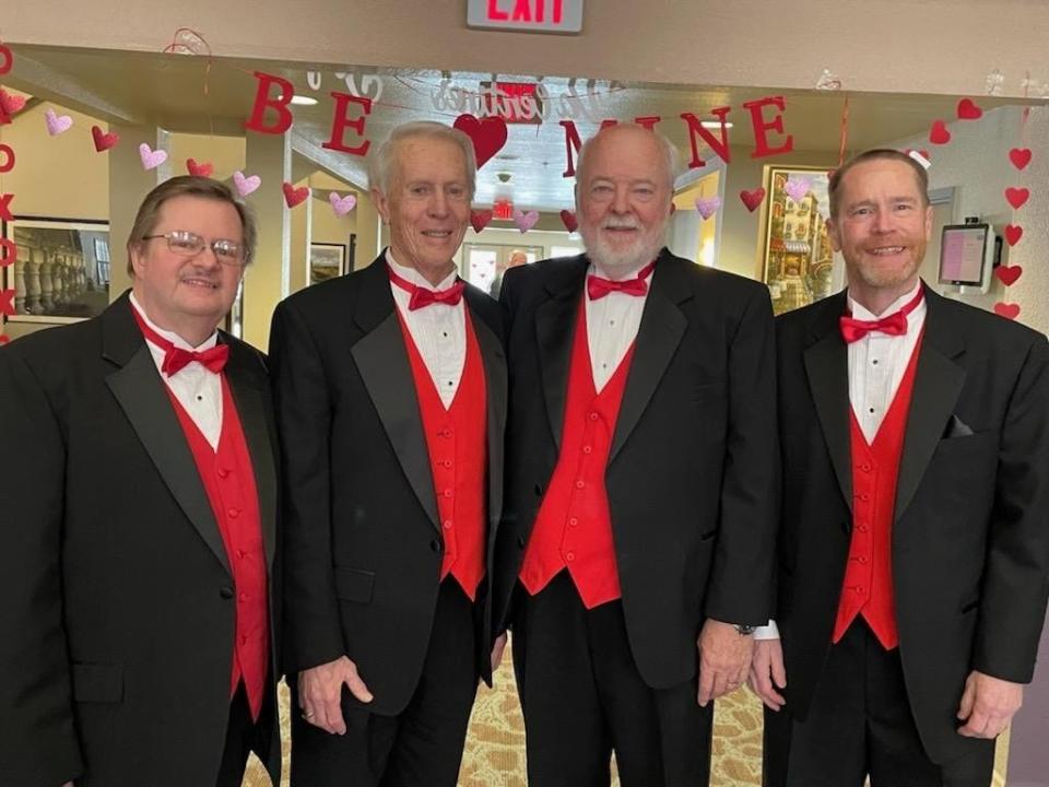 Sharp Attack and other quartets from The Livingston Lamplighter Family Barbershop Chorus will surprise locals with singing telegrams on Valentine's Day.