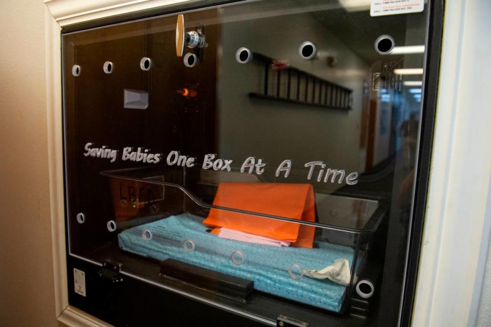 The inside of the Safe Haven Baby Box at the Long Beach Fire Department in Long Beach on Thursday, June 20, 2024. Long Beach’s baby box, which was the first in Mississippi, allows mothers to surrender their newborns anonymously.