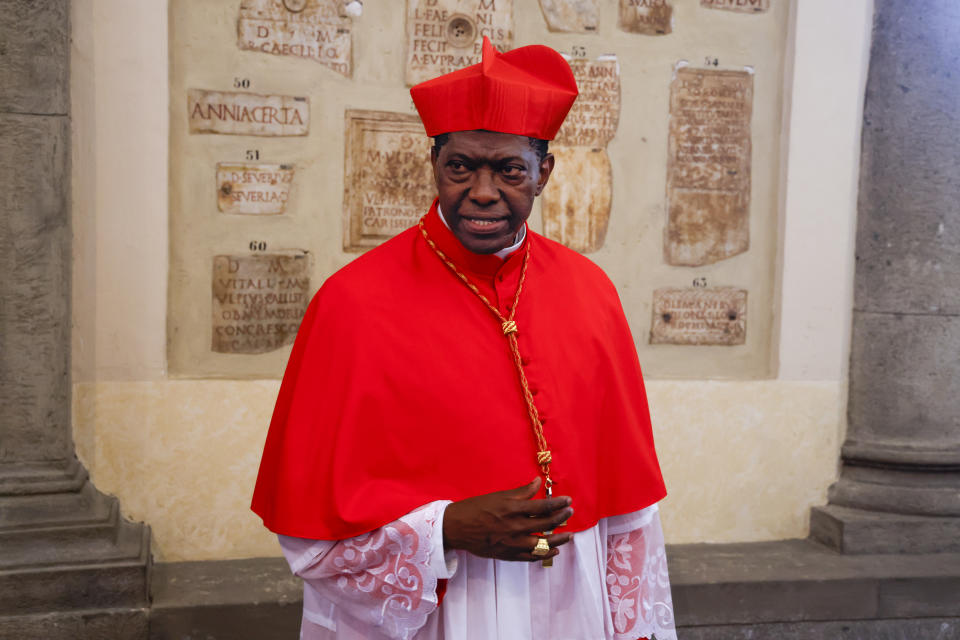 New Cardinal Protase Rugambwa, coadjutor archbishop of Tabora, Tanzania, poses for a photo at the end of the consistory where Pope Francis elevated 21 new cardinals in St. Peter's Square at The Vatican, Saturday, Sept. 30, 2023. (AP Photo/Riccardo De Luca)