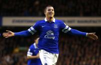 Everton's Ross Barkley celebrates after scoring a goal against Queens Park Rangers during their English FA Cup soccer match at Goodison Park in Liverpool, northern England January 4, 2014. REUTERS/Darren Staples (BRITAIN - Tags: SPORT SOCCER)