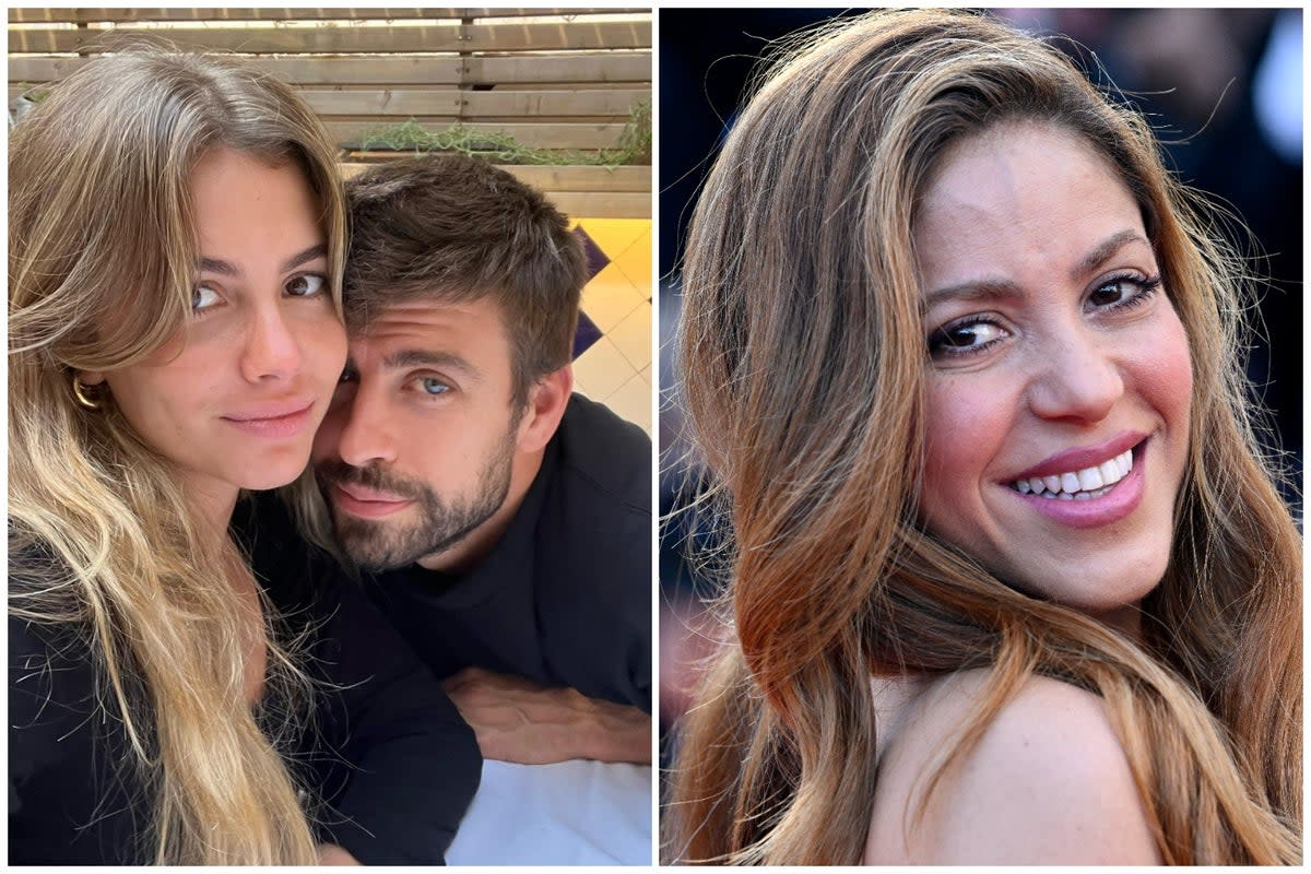 Gerard Pique with girlfriend  Clara Chia Marti(l) and ex Shakira (r)  (ES Composite)