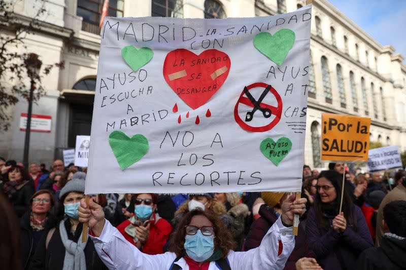 Protest against the regional government's public health care policy, in Madrid