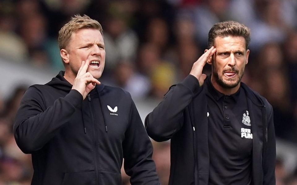 Newcastle United manager Eddie Howe and assistant manager Jason Tindall - PA Photo/Mike Egerton