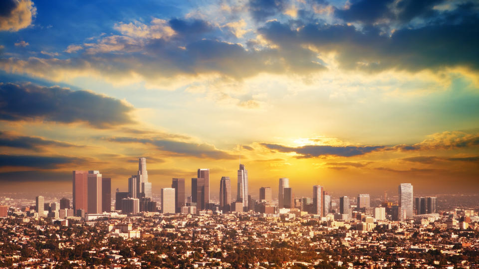 A view of the Los Angeles downtown skyline.