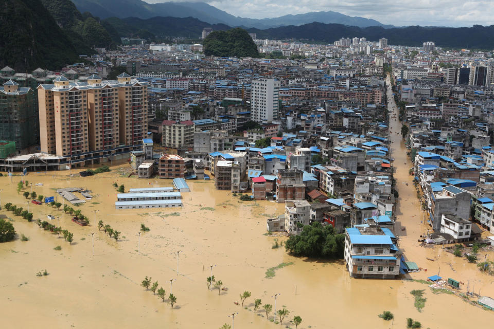 A flooded area in Liuzhou